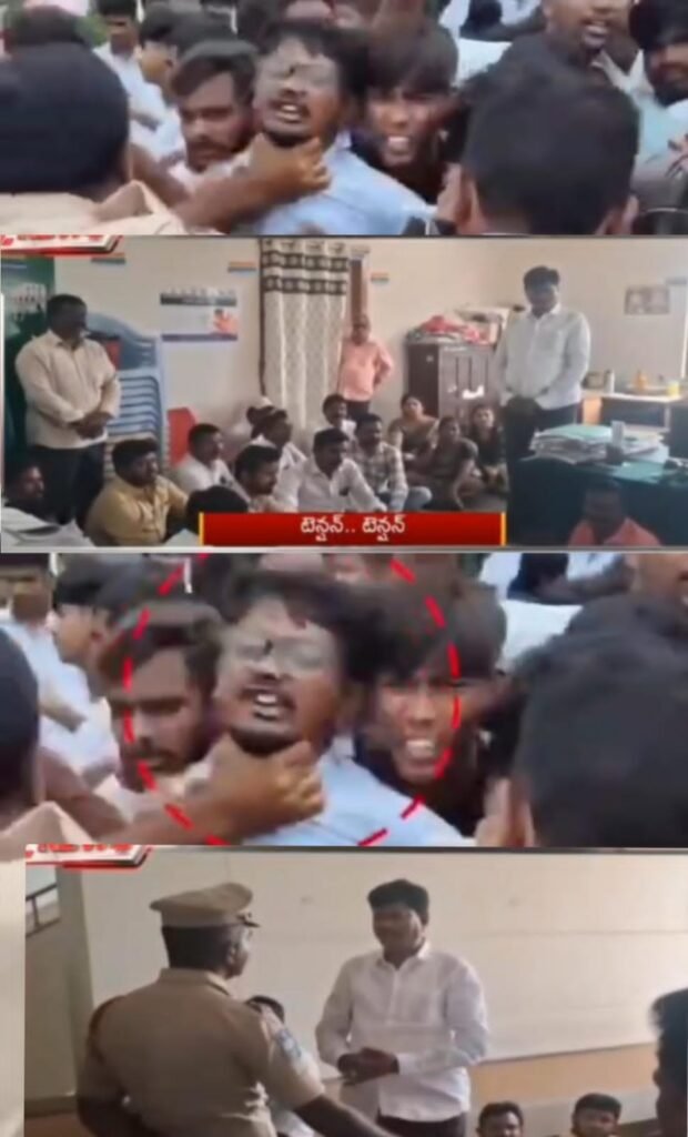 విద్యార్థుల గొంతు పట్టుకున్న సీఐ రఘుపతి రెడ్డి గారు…